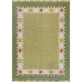 Doris Leslie Blau Swedish Vintage Geometric Flatweave Rug By Ingegerd Silow For Sale