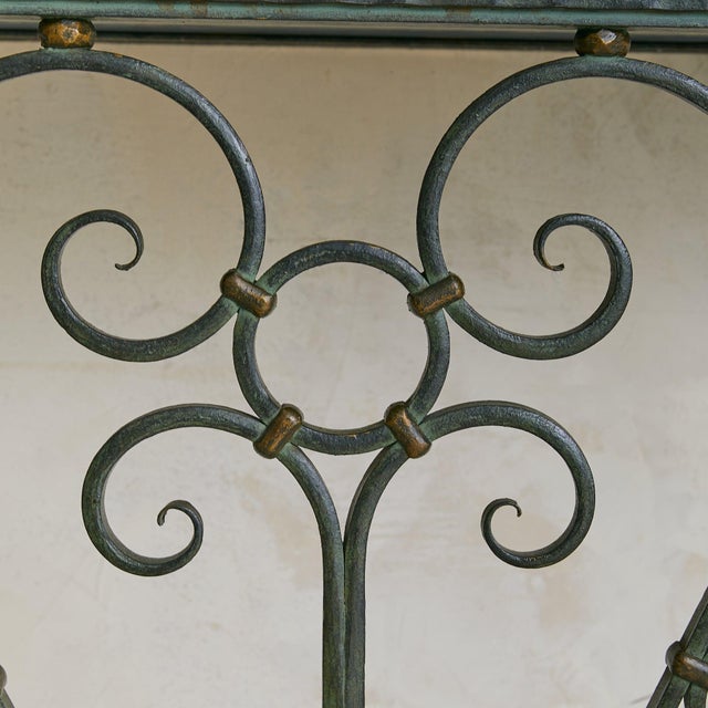 French Verdigris Bronze + Black Marble Wall-Mounted Console, 1940s For Sale In Chicago - Image 6 of 9
