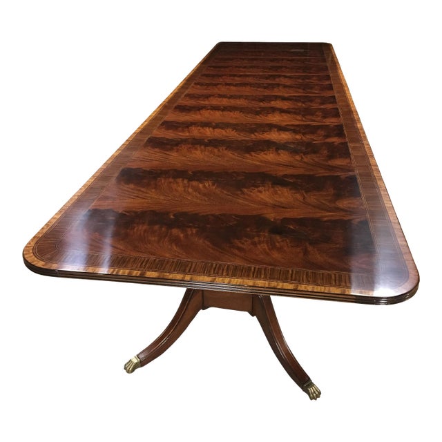 Multi-Banded 14 Ft. Mahogany Regency Style Dining Table by Leighton Hall. Made-To-Order For Sale