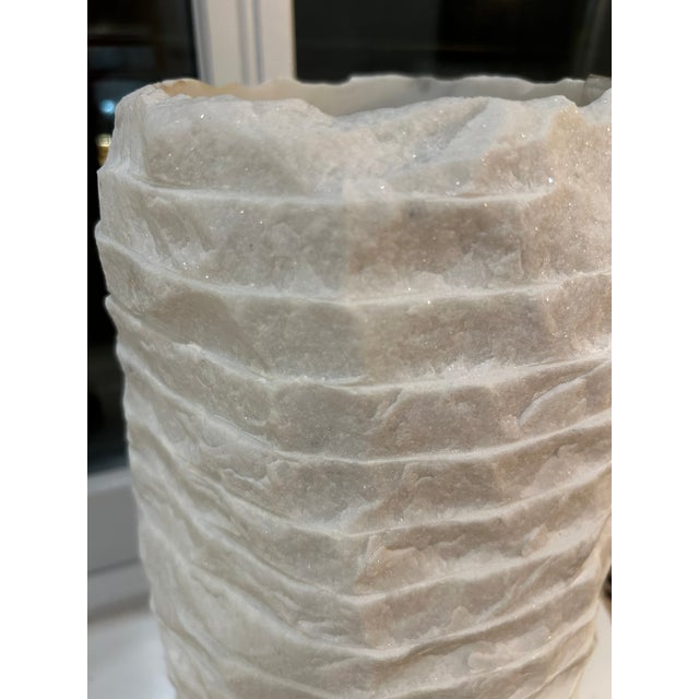 2010s Palecek Ambrose Chiseled Marble Vase- Tall For Sale - Image 5 of 7