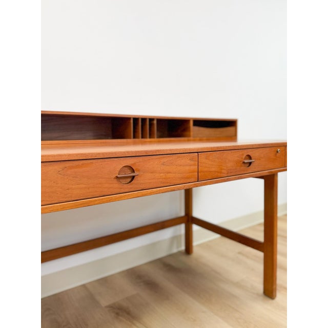Peter Lovig Nielsen MCM Desk Folding Top Shelving Rare Danish Modern Office Desk For Sale - Image 9 of 16