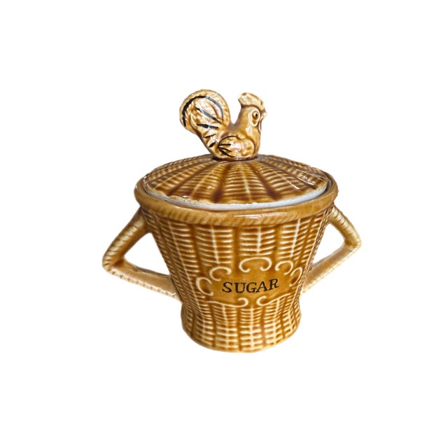 Vintage Majolica Rooster Basketweave Breakfast Set - 4 Pieces For Sale - Image 9 of 12