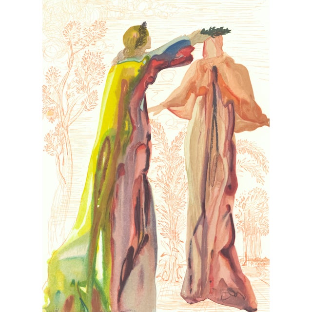 Abstract 1963 Dalí Divine Comedy Engraving Purgatoire Chant 27 "Les Dernières Paroles De Virgile" (Virgil's Last Words) For Sale - Image 3 of 9