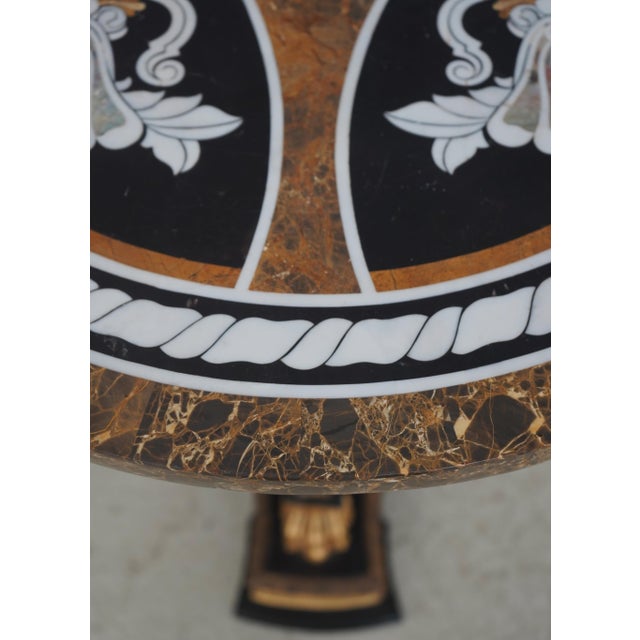 Italian Vintage Pietra Dura Marble Round Table For Sale - Image 4 of 15