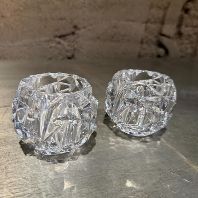 For your consideration, a Tiffany & Co. rock cut crystal votive candle holder. Tiffany & Co.Collection Name: "Rock Cut"...
