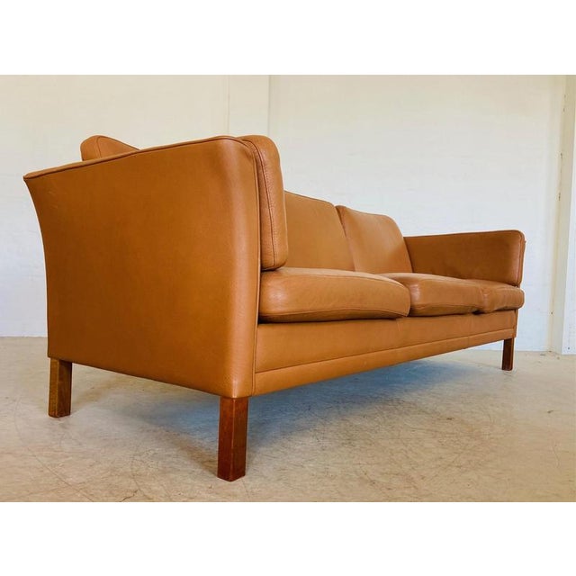 Mid-Century Danish Cognac Three Seater Sofa by Morgans Hansen For Sale - Image 14 of 18