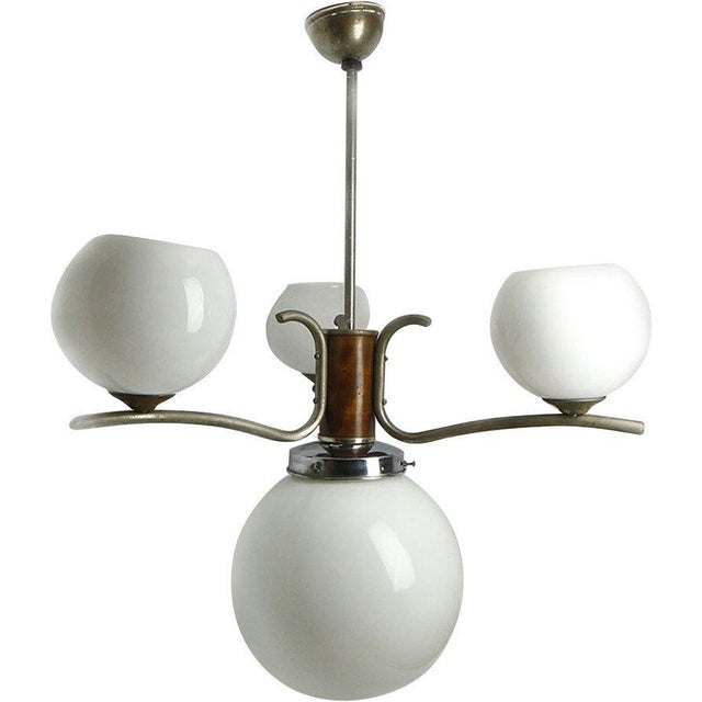 Art Deco Chandelier with Glass Globes, Czechoslovakia, 1950s For Sale - Image 10 of 18