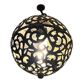 1950s Mid-Century Modern Brass Filigree Lamp For Sale