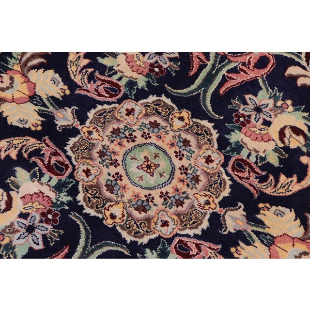 Art Nouveau 1990's Pak-Persian Blue/Ivory Wool Rug - 3'2'' X 5'0'' For Sale - Image 4 of 9
