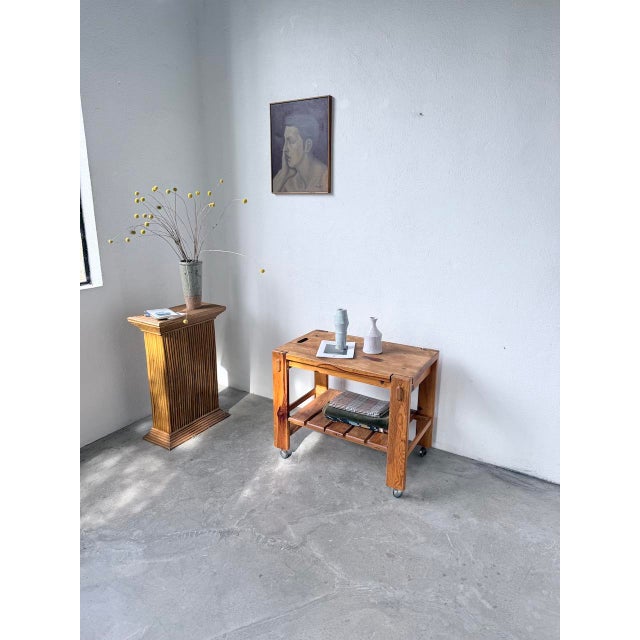 Pine Serving Cart on Casters, 1980s For Sale - Image 3 of 18