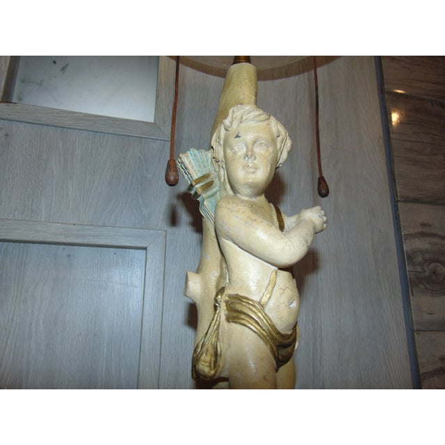 Vintage desk lamp with Cupid from the 1950s-1960s, dimensions: height 59 cm, lampshade diameter 28 cm. European Plug (up...