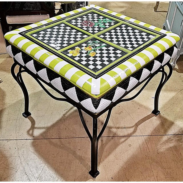 1980s 1980s Paint Decorated End Table For Sale - Image 5 of 6