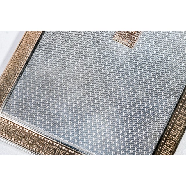 Metal Rare Asprey Art Deco Engine Turned Antique English Sterling Silver Cigarette Case Vesta Case in Presentation Box Luxury Tobacciana For Sale - Image 7 of 18
