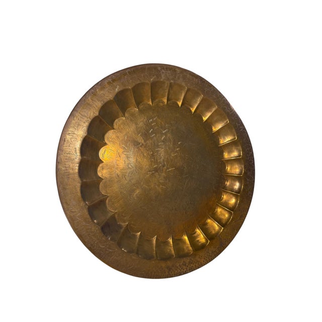 Mid 20th Century Vintage Sarna Indian Embossed Brass Collapsable Tray Table For Sale - Image 12 of 17