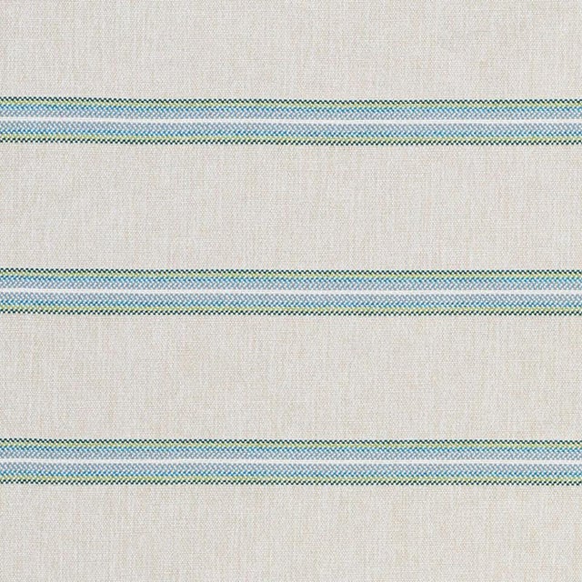 A chunky weave with twisted melange warp yarns, this horizontal, multi-color stripe has the look of an artisanal linen...