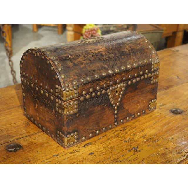 Mid 19th Century Studded Leather Table Coffret From France For Sale - Image 11 of 11