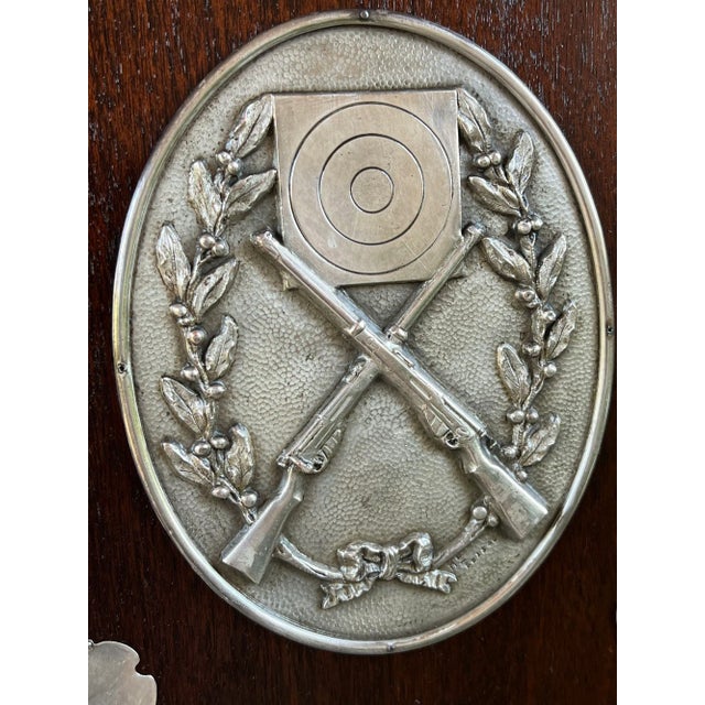 Antique English Rifle Gun Shoot Trophy Award Plaque Silver Plate Shield C1910 For Sale - Image 4 of 12