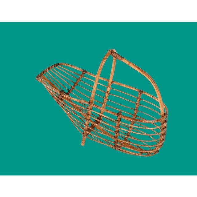 Brown Mid-Century French Riviera Bamboo & Rattan Magazine Rack, Italy, 1960s For Sale - Image 8 of 18