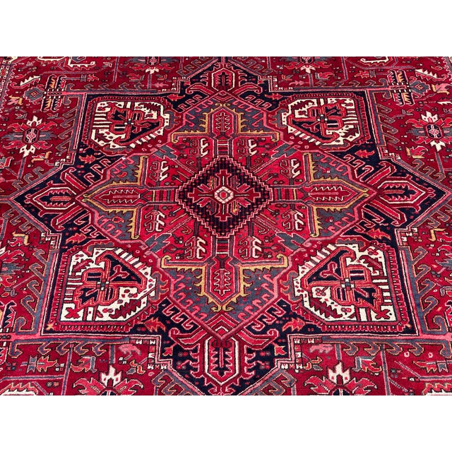 Tribal Vintage Caucasian Tribal Rug 10'2" X 12'9" – Oversized Heriz Design Wool Living Room Carpet For Sale - Image 3 of 9
