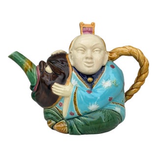 19th-Century Majolica Minton Chinaman Teapot For Sale