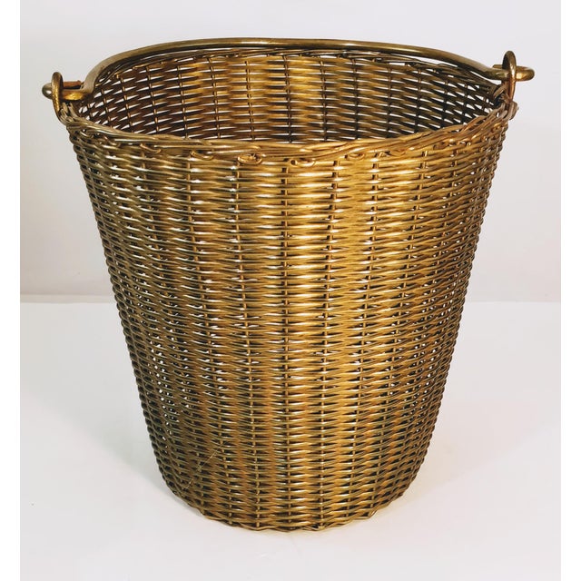 Vintage Brass Wire Basket With Handle Woven Chairish