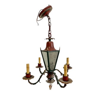 Vintage Italian Mirrored Glass Chandelier For Sale