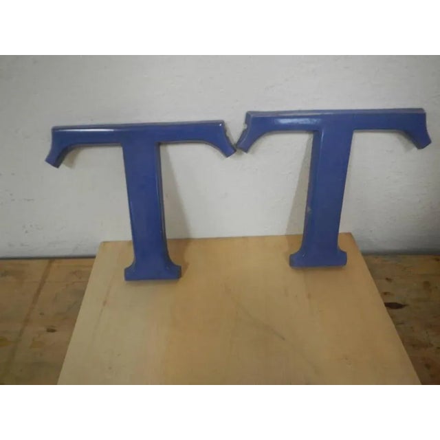 Blue Lowercase Letter T in tTrracotta, 1940 For Sale - Image 8 of 8