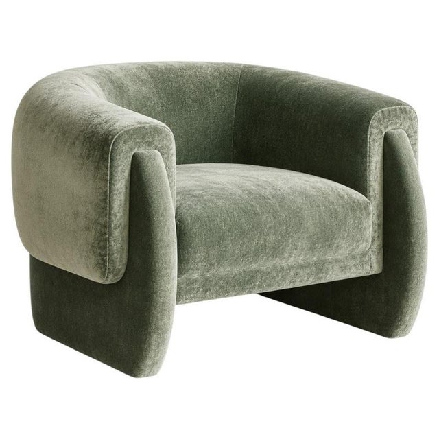 Not Yet Made - Made To Order Luke Chair in Sage Green Cotton Velvet Upholstery by Munna For Sale - Image 5 of 5