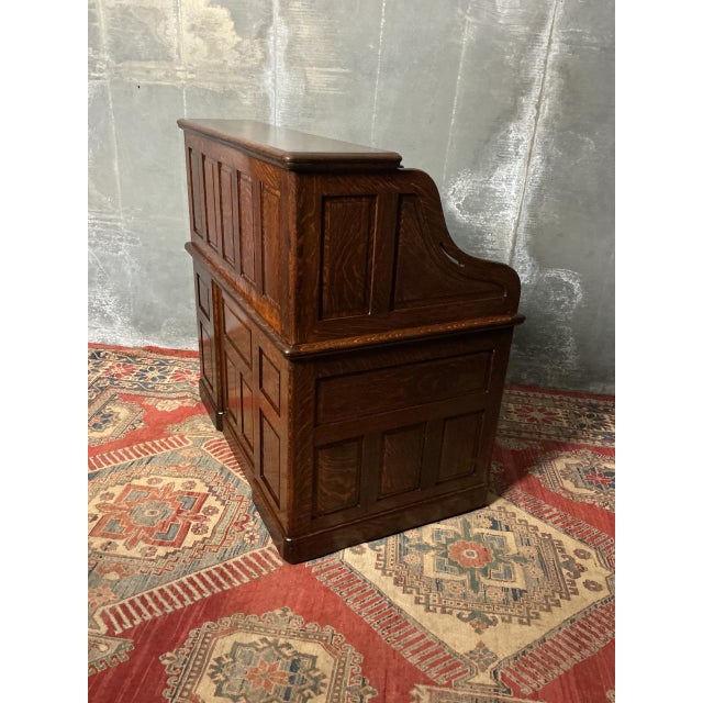 Antique Oak Roll Top Desk, 1905 For Sale - Image 4 of 10