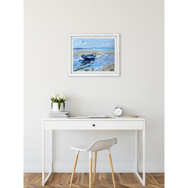 Nautical Original Nautical Oil Painting – Waiting for the Tide For Sale - Image 3 of 13