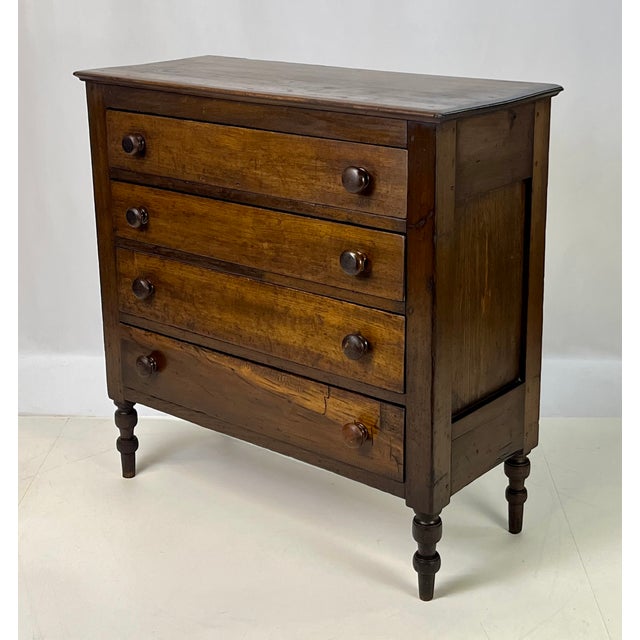 19th-Century Antique American Country Pine & Hardwood 4-Drawer Chest For Sale - Image 11 of 16