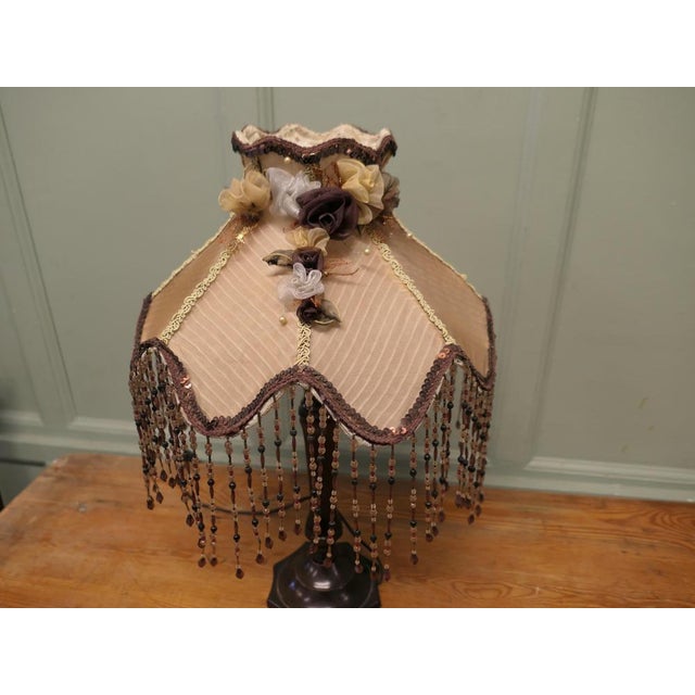 Tall Art Deco Bakelite Table Lamp with Beaded Shade, 1930 For Sale - Image 4 of 8