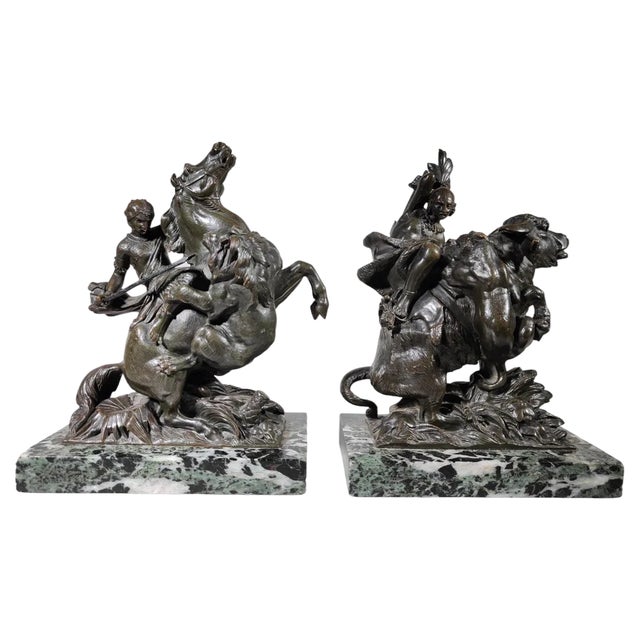 Amazon on Horseback Attacked by a Tiger by August-Karl-Edouard, 1900s, Set of 2 For Sale