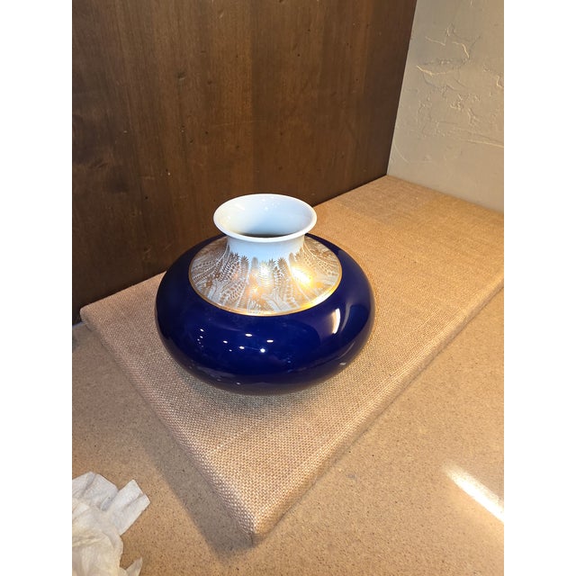 Cobalt Blue and Gold Hutschen Reuther Vase For Sale - Image 11 of 14