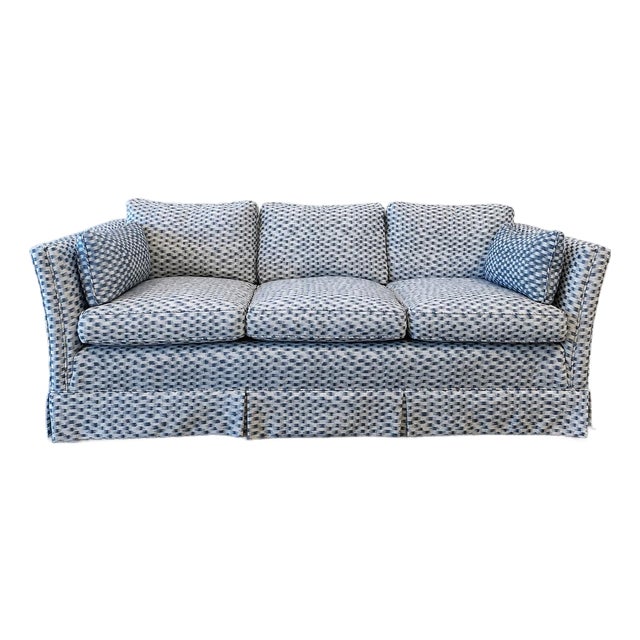 Late 20th Century Fluted Tuxedo Sofa With Pleated Skirt For Sale