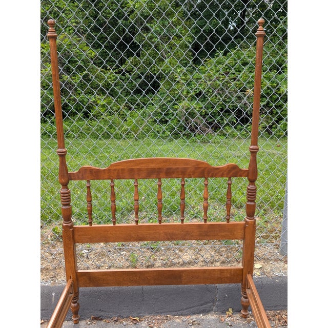 Brown Vintage Twin XL Ethan Allen Maple Wood Poster Bedframe For Sale - Image 8 of 11
