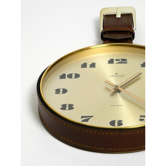 Junghans Brass Wall Clock with Leather Strap, 1960s For Sale - Image 13 of 18
