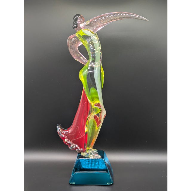 Green 1990s Original Murano Glass "Bailadore" Sculpture: Signed Voltolina For Sale - Image 8 of 11