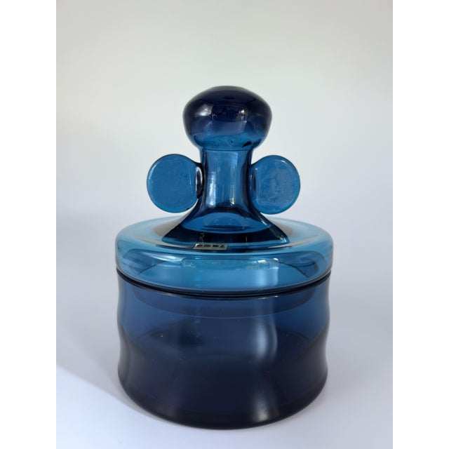 Vintage Blue Glass Lidded Jars by Bertil Vallien for Boda, 1960s, Set of 2 For Sale - Image 16 of 18