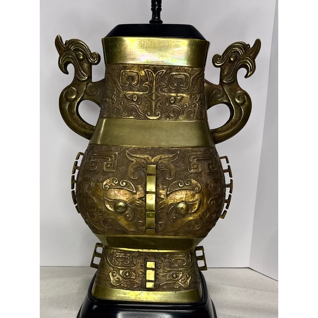 Vintage Warren Kessler Twin Dragon Lamp With Double Light For Sale - Image 9 of 16
