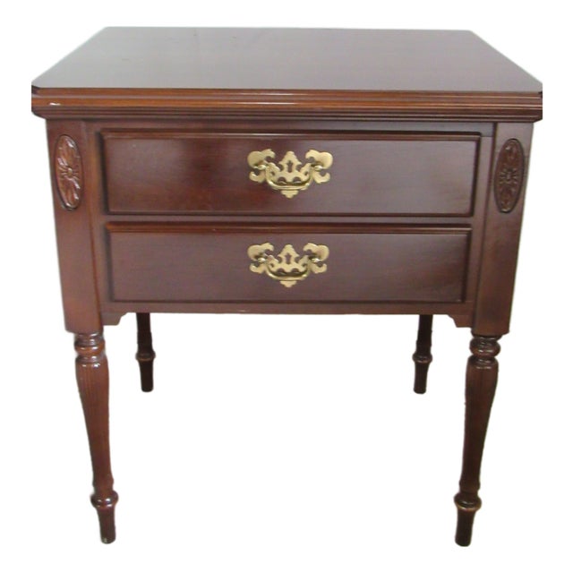 1980s Ethan Allen Georgian Court Cherry Nightstand Table For Sale