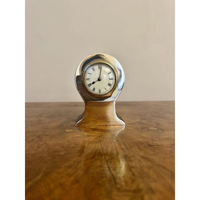 Antique Silver Hallmarked Mantle Clock, 1900 For Sale - Image 3 of 7