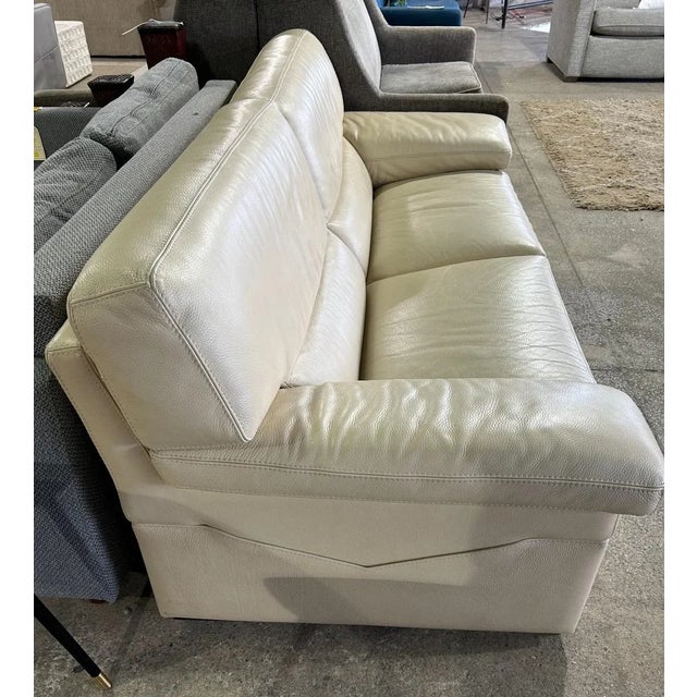 Postmodern Vintage Roche Bobois Cream Leather Sofa For Sale - Image 3 of 10