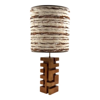 1970s Hollywood Regency Wood Table Lamp For Sale