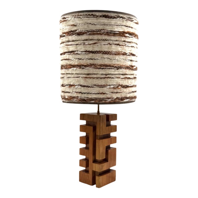 1970s Hollywood Regency Wood Table Lamp For Sale