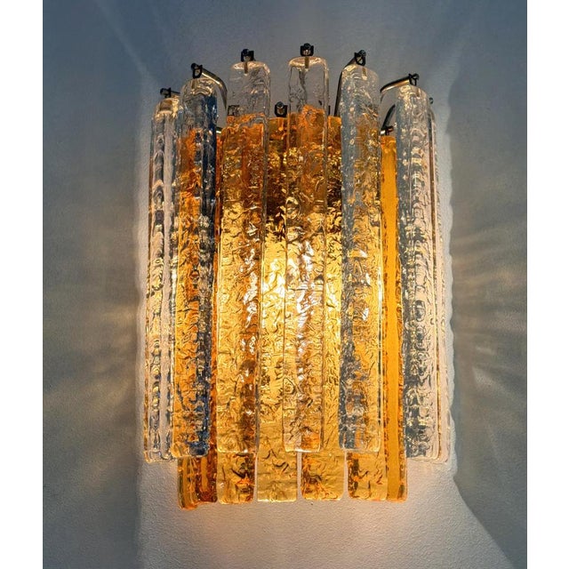 1970s Mid-Century Italian Murano Glass Wall Sconce in Two Rows and Colors from Poliarte, 1970s For Sale - Image 5 of 9