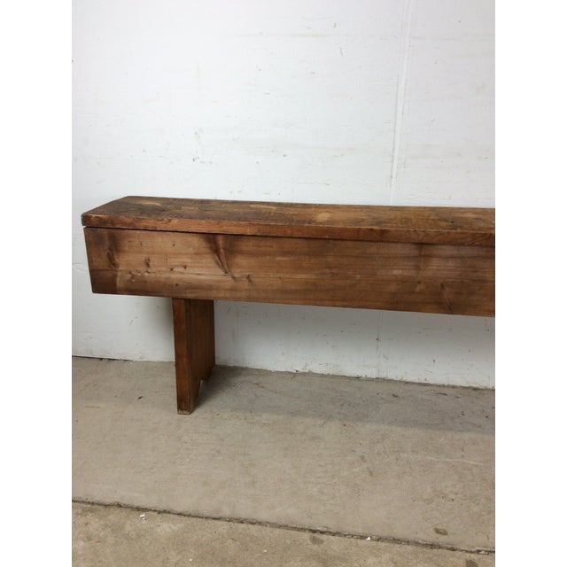 American Antique Style Primitive Long Wooden Bench For Sale - Image 3 of 18