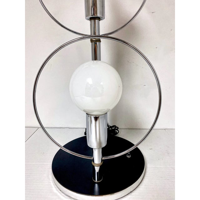 Tall 70s' polished Chrome Mod Ring Lamps, Attributed to Robert Sonneman - a Pair For Sale - Image 12 of 12