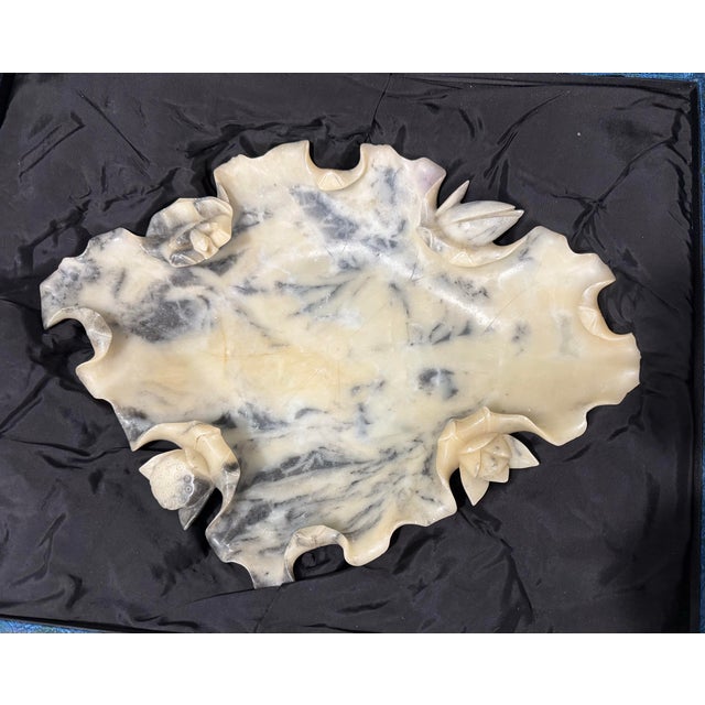 Antique Chinese Carved Soapstone Lotus Flower Bowl Brush Wash Original Case A Chinese hand carved soapstone bow made in...