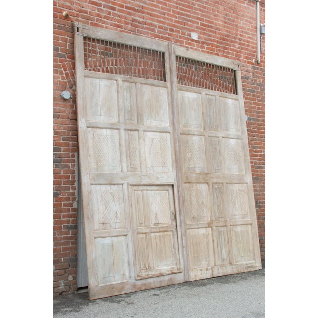 Tan Pair of Antique Indo-French Monumental Doors For Sale - Image 8 of 12